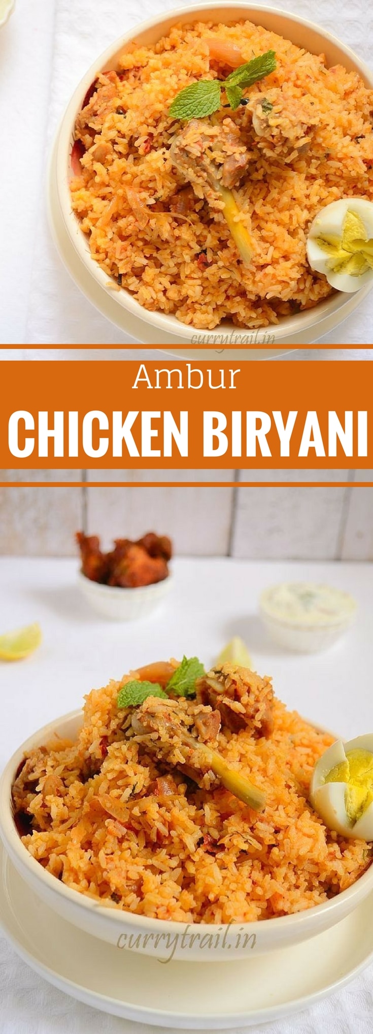 Ambur chicken biryani in a while bowl with chicken leg piece