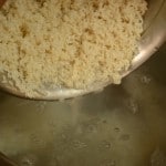 Soaked jeera sambar rice added in ambur chicken biryani preparation
