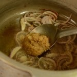 ginger garlic paste added during ambur biryani preparation