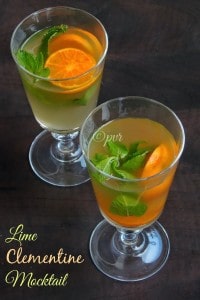 Lime clementine mocktail, Lime and clementine drink