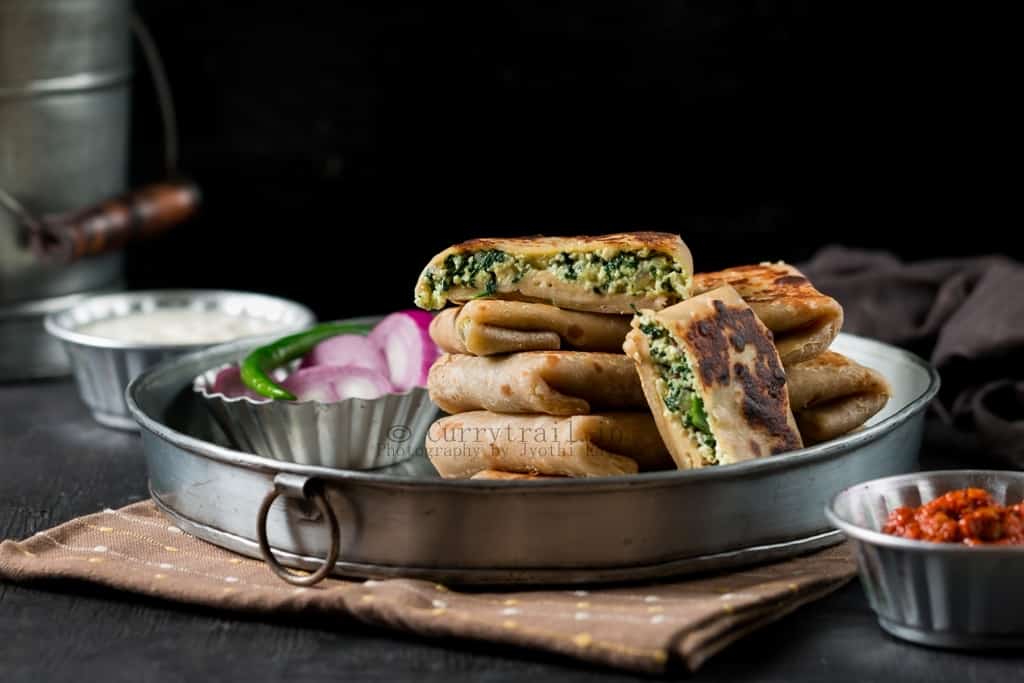 Whole Wheat Spinach Paneer Lifafa Paratha