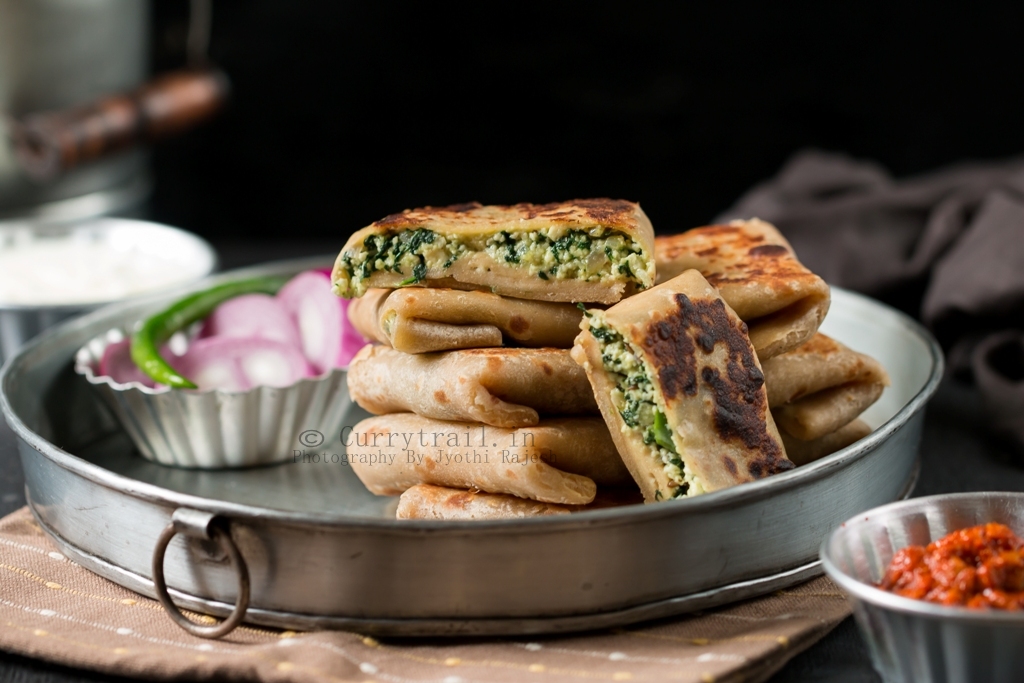 Whole Wheat Spinach Paneer Lifafa Paratha