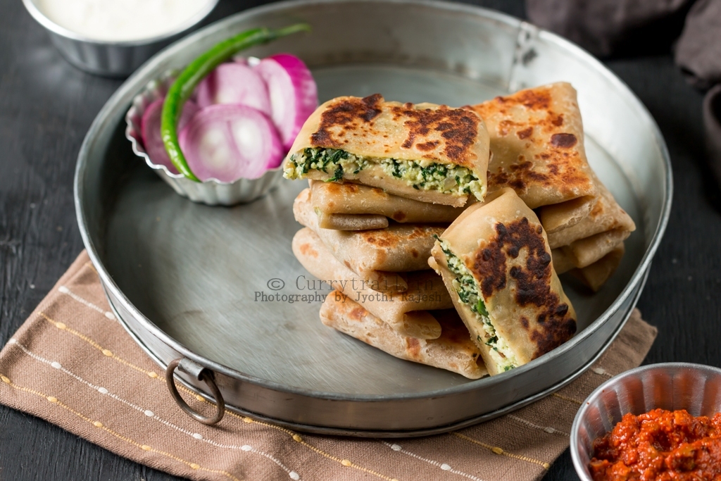 Whole Wheat Spinach Paneer Lifafa Paratha