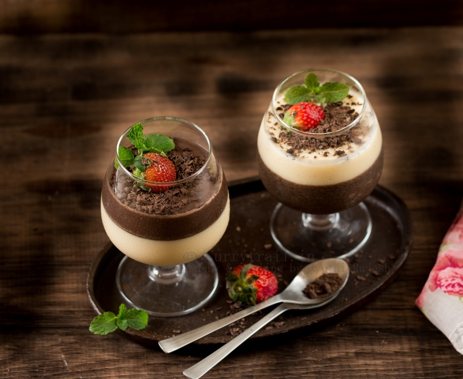 Chocolate and Vanilla Panna Cotta by Jyothi Rajesh