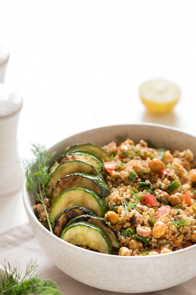 Quinoa With Grilled Zucchini & Roasted Chickpeas