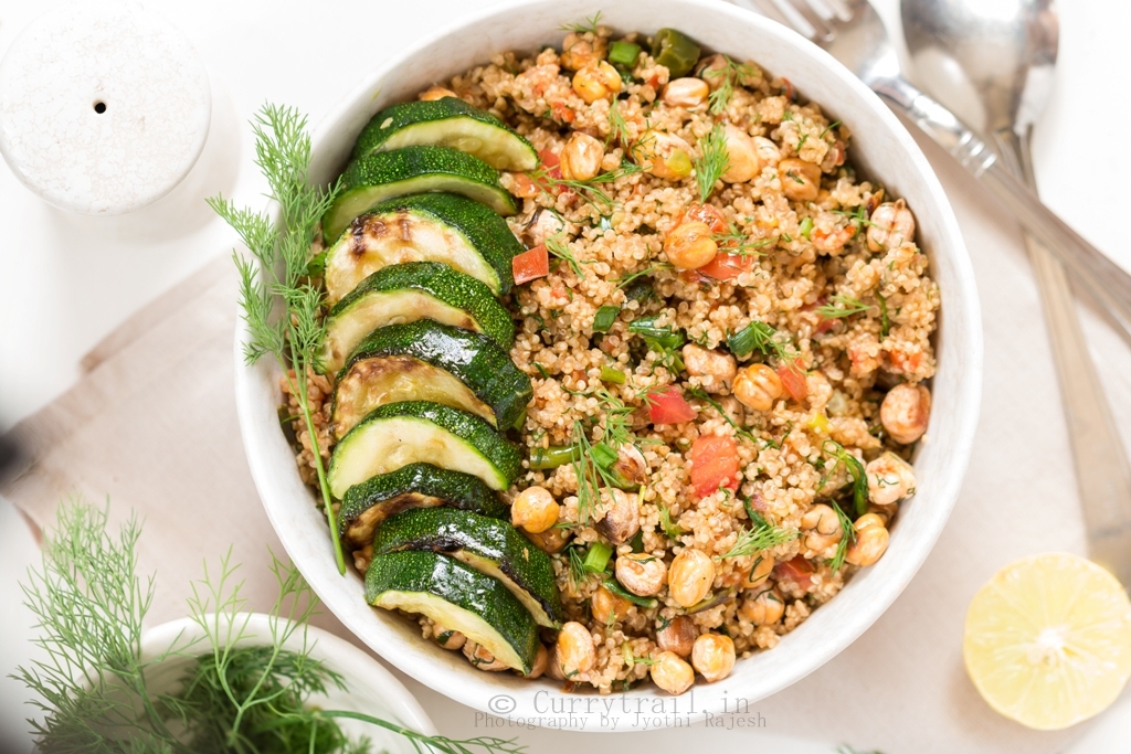 Quinoa With Grilled Zucchini & Roasted Chickpeas