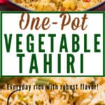 one pot tehri recipe with text overlay