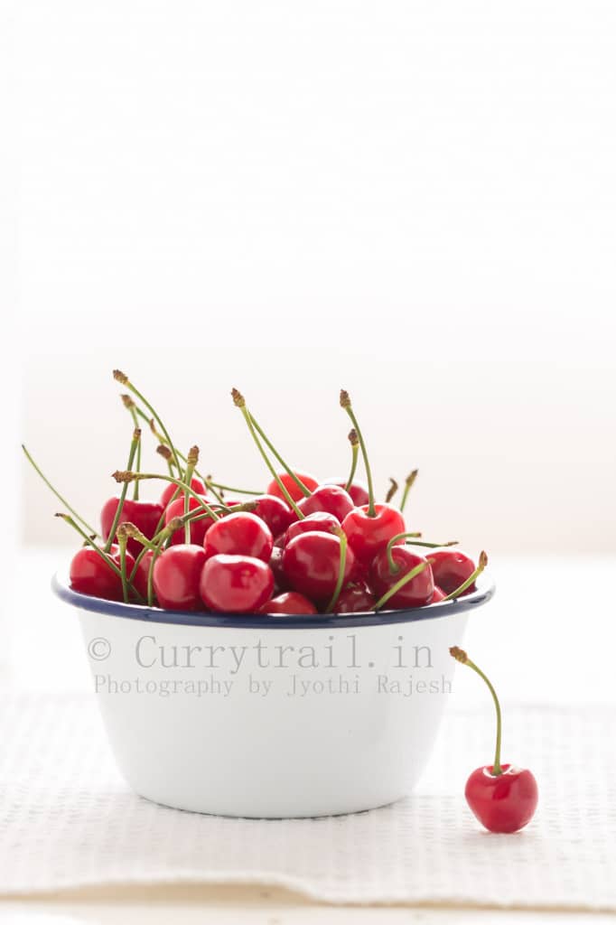 Fresh cherries in whole bowl