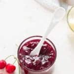 jar of homemade cherry jam