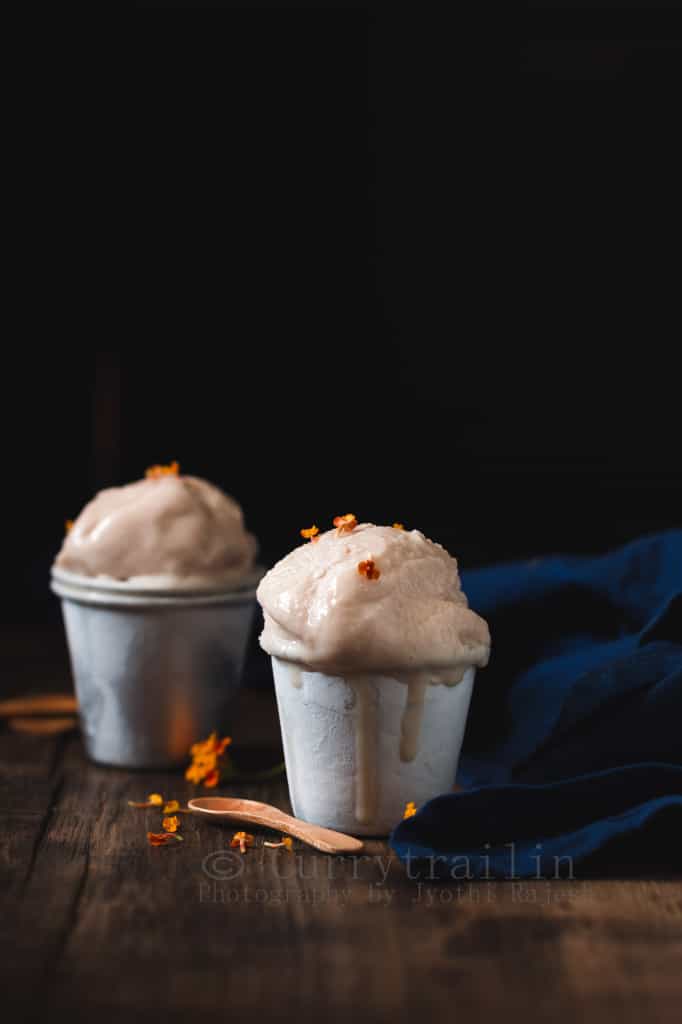 fresh gooseberry ice cream served in small cones