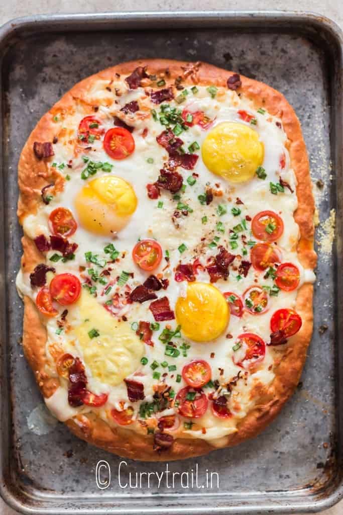pizza with eggs and bacon