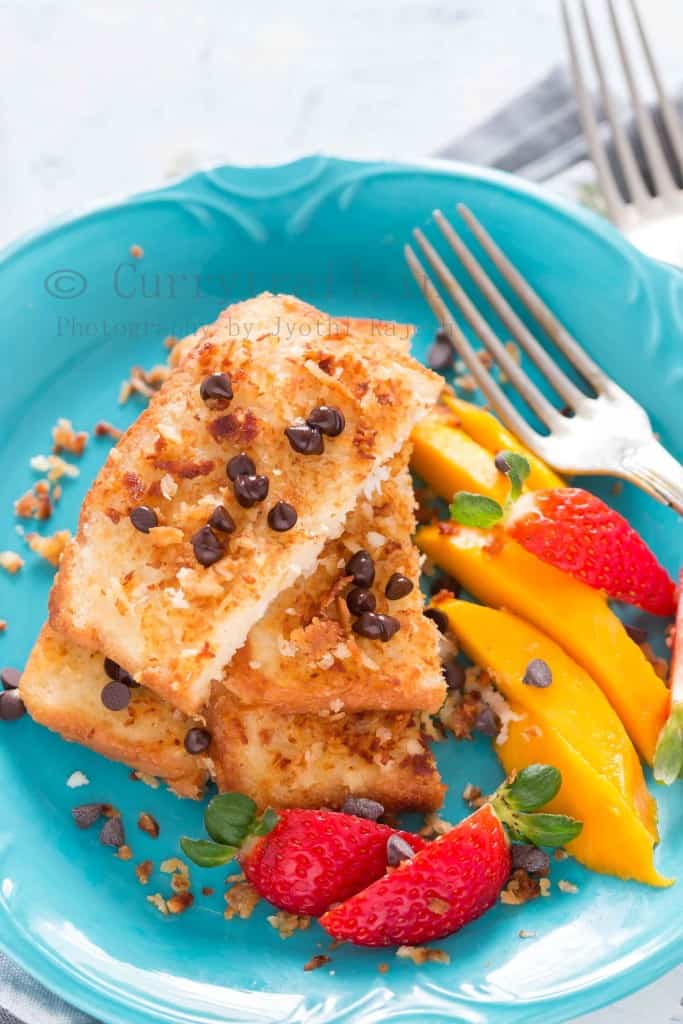 Coconut French Toast with Chocolate Chips