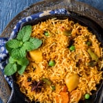 vegetable dum biryani in pan