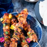 shish kebab skewers served with pita