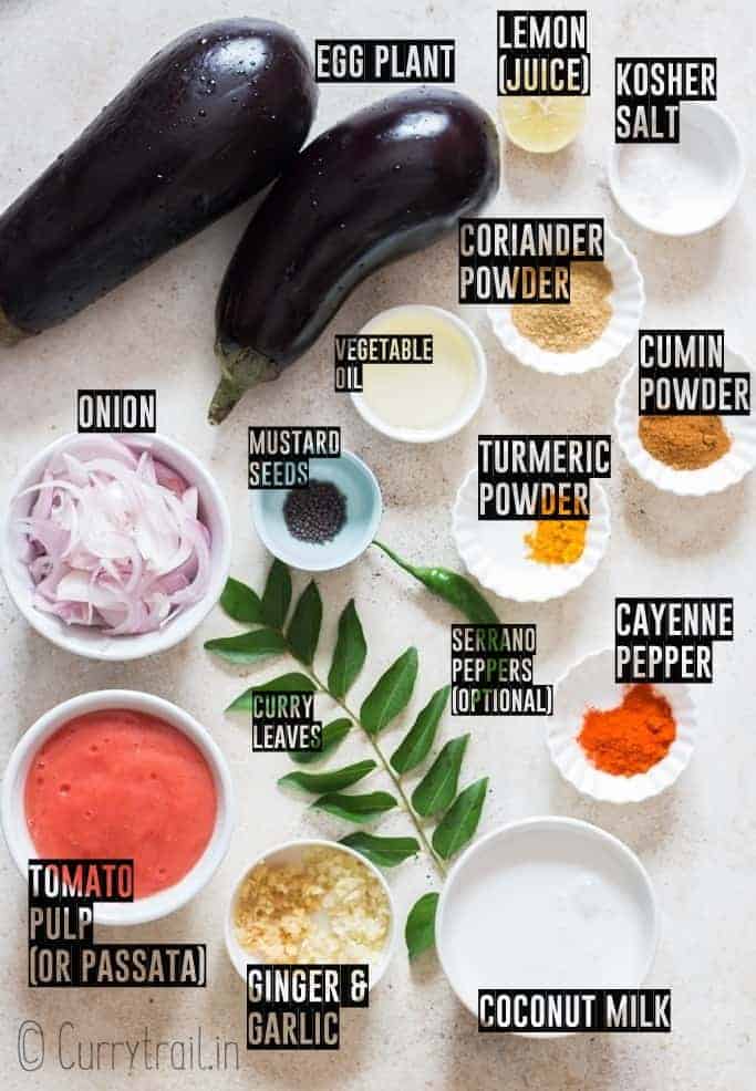 ingredients for eggplant curry