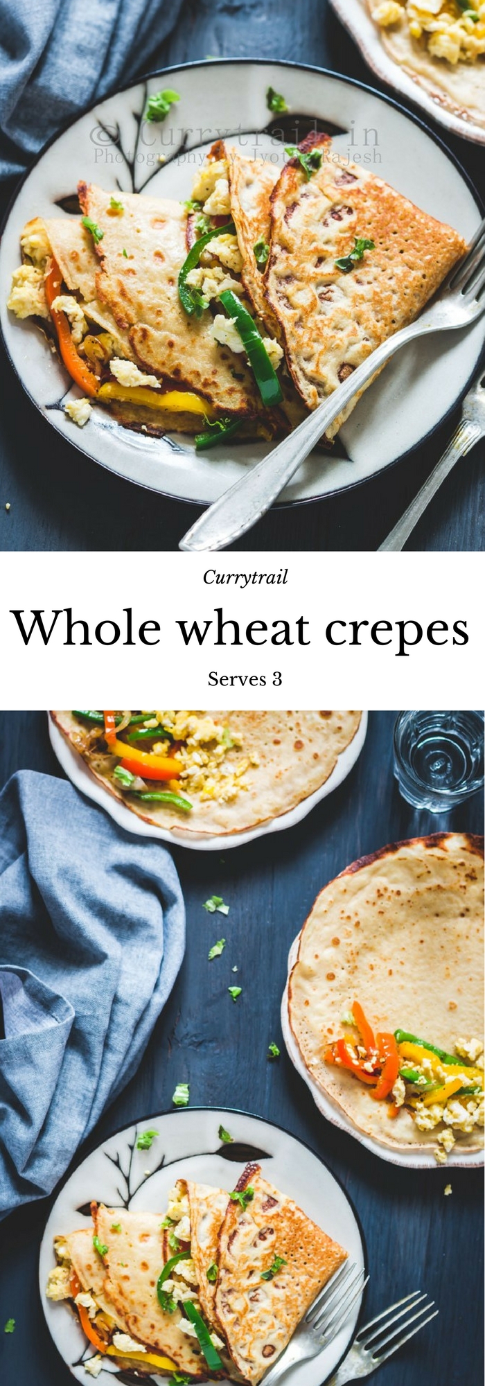 Whole Wheat Crepe with Eggs and Roasted Peppers