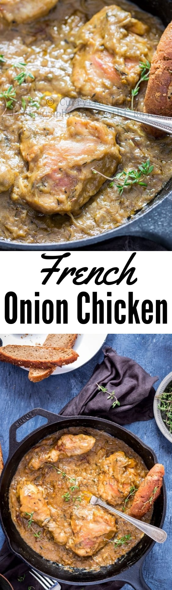 French Onion Chicken Recipe Pin with text overlay