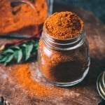 a jar of homemade bisi bele bath powder