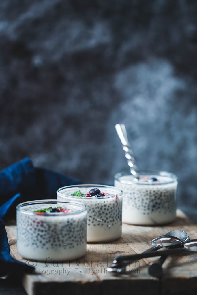 chia seed pudding serving in glass bowls