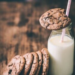 chili chocolate cookies with bottle of milk