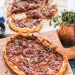 French onion tart with ricotta cheese is sweet savory appetizer