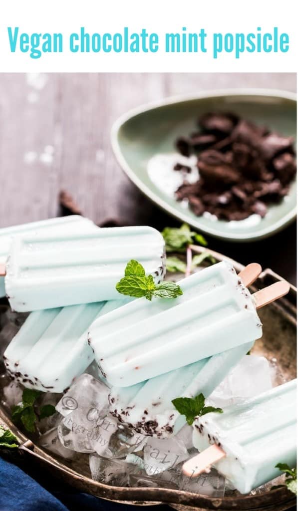 Vegan chocolate mint popsicle