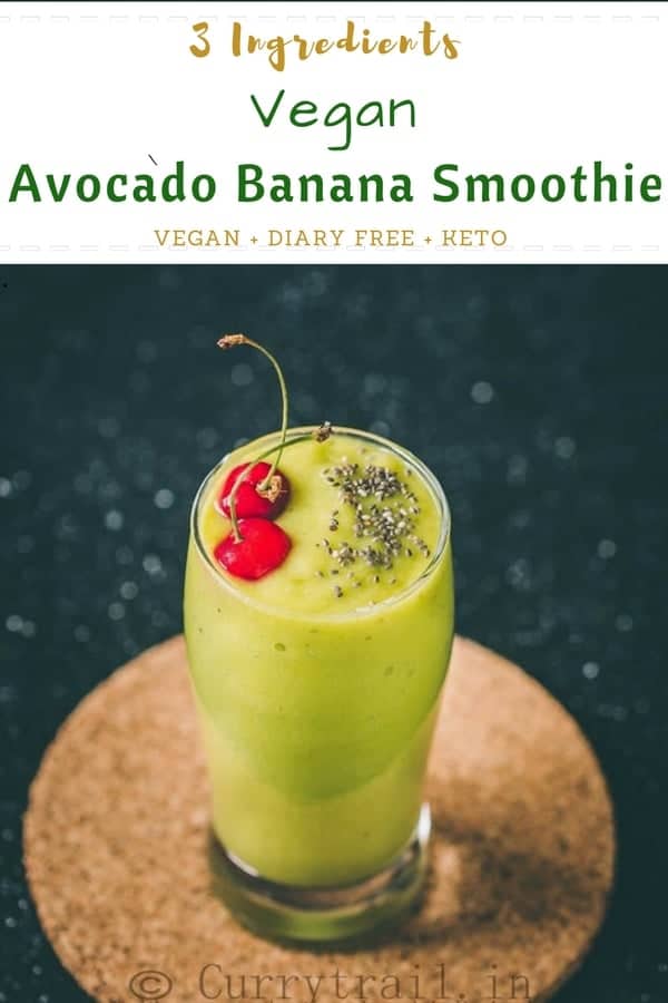 Start your day with this healthy breakfast smoothie vegan avocado banana smoothie. With no added sweetener this smoothie is great for your pre and post workout sessions.