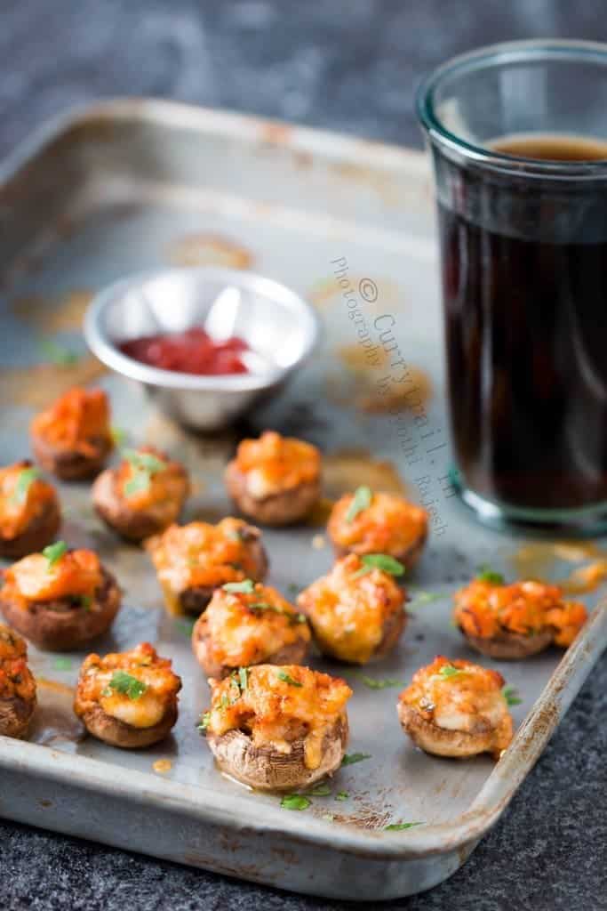 Stuffed Mushrooms with Italian Sausage with ketchup and Coke