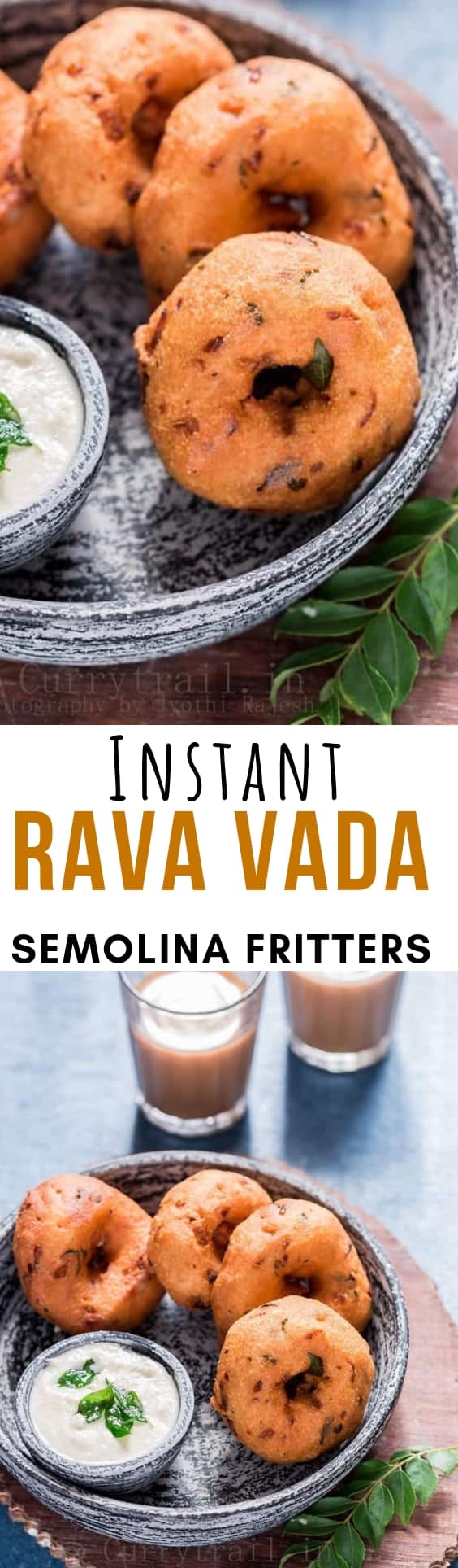 instant rava vada recipe with text overlay
