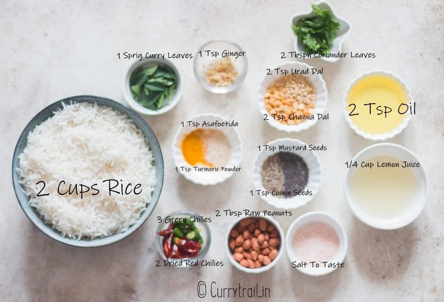 all ingredients for lemon rice