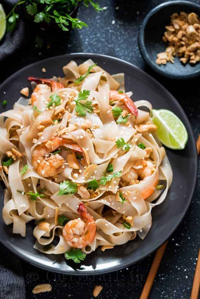 Healthy Shrimp Pad Thai Noodles Recipe - VIDEO