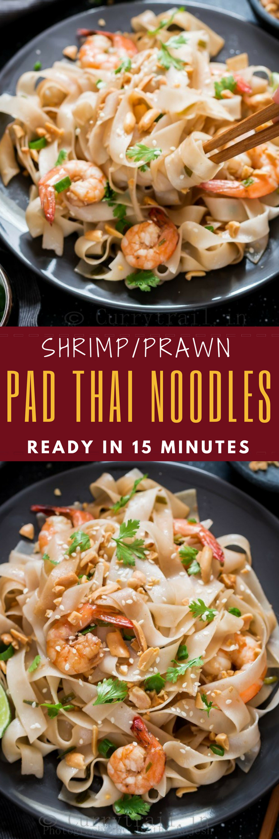 You guys won’t believe how delicious this healthy shrimp pad Thai noodles recipe is! And you know what, you can make it in 15 minutes with all BIG flavors. Fresh, bold flavors from Thai cuisine is to die for. You'll love all the flavors in this Pad Thai!