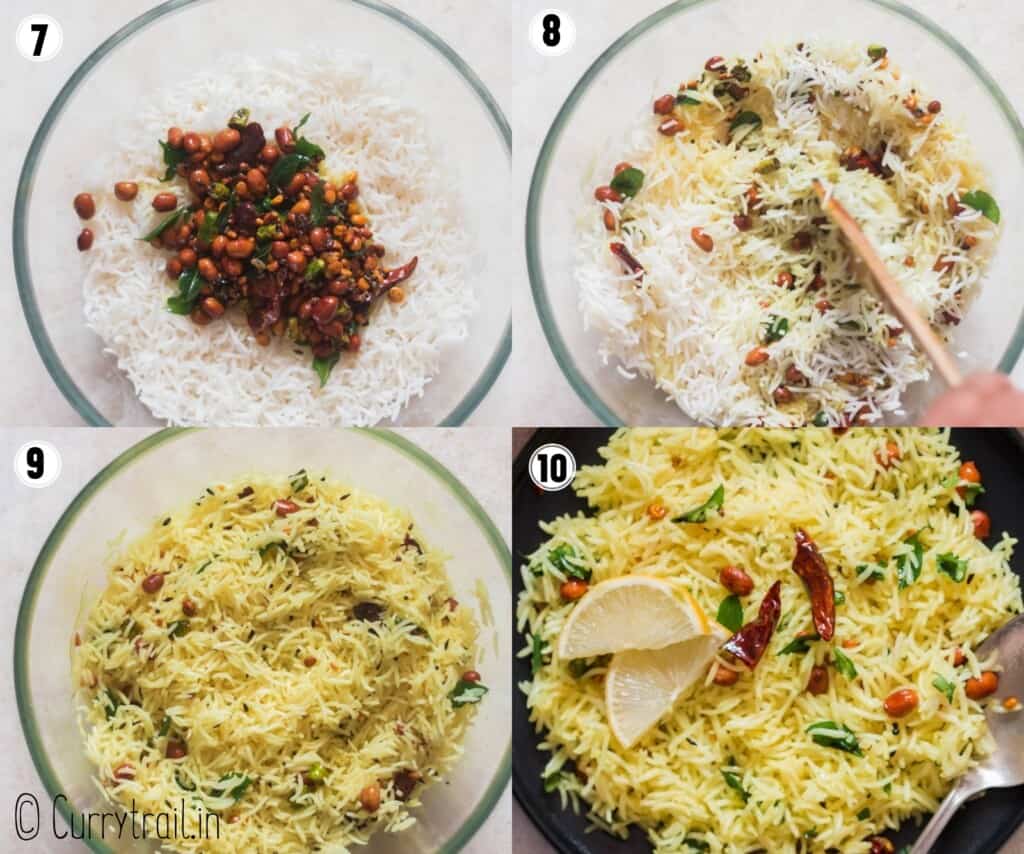 step by step pictorial of lemon rice recipe