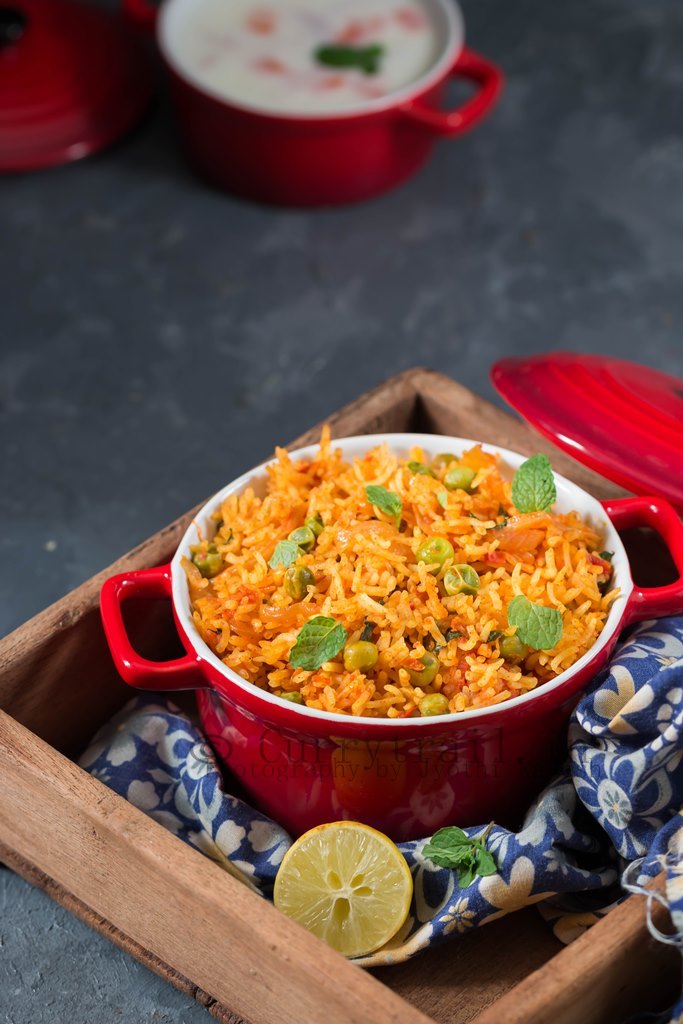 Tomato Rice served in casserole 