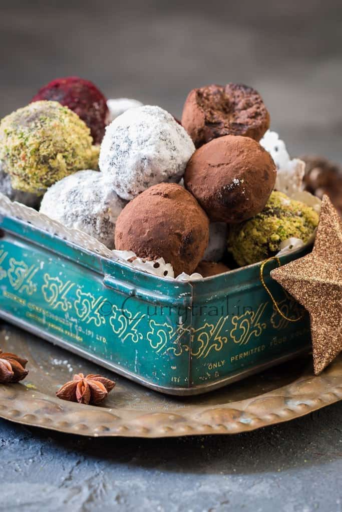 Christmas Rum Balls served in vintage cookie box is simple to make and guaranteed to wow your guests