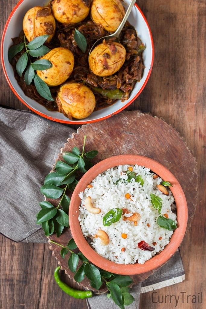 Coconut Rice with Egg Roast in a pan behind