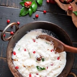 Curd rice recipe with spice box on side