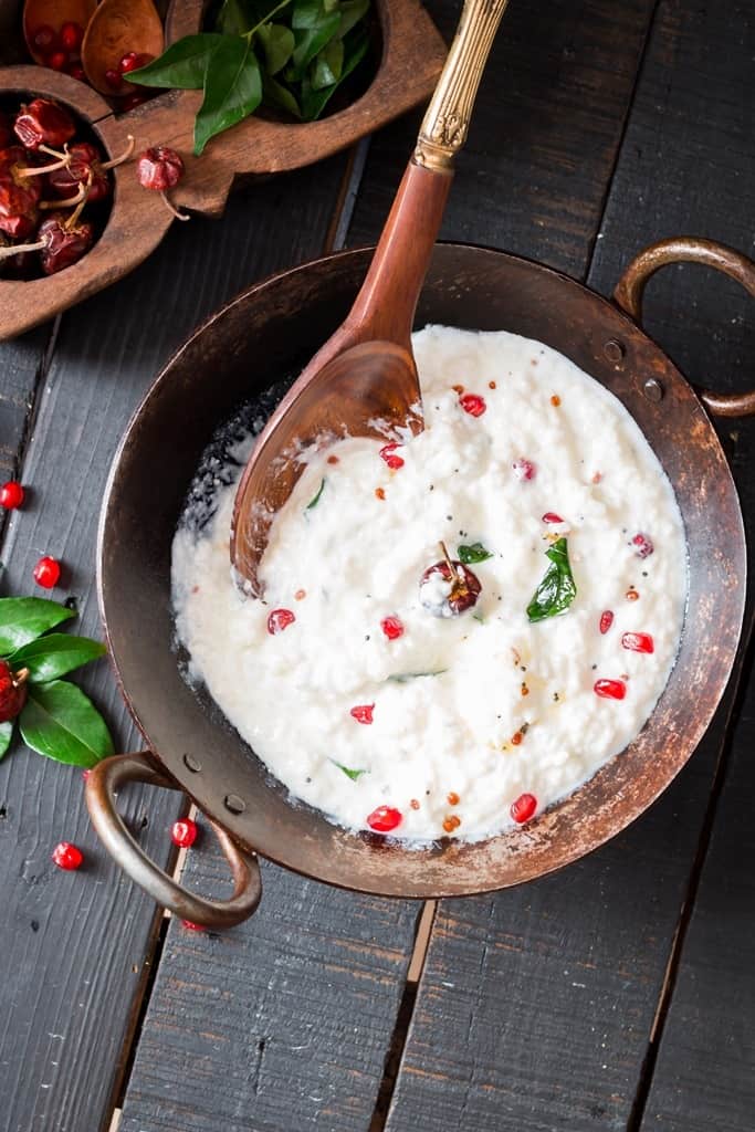 Curd rice served in iron pan