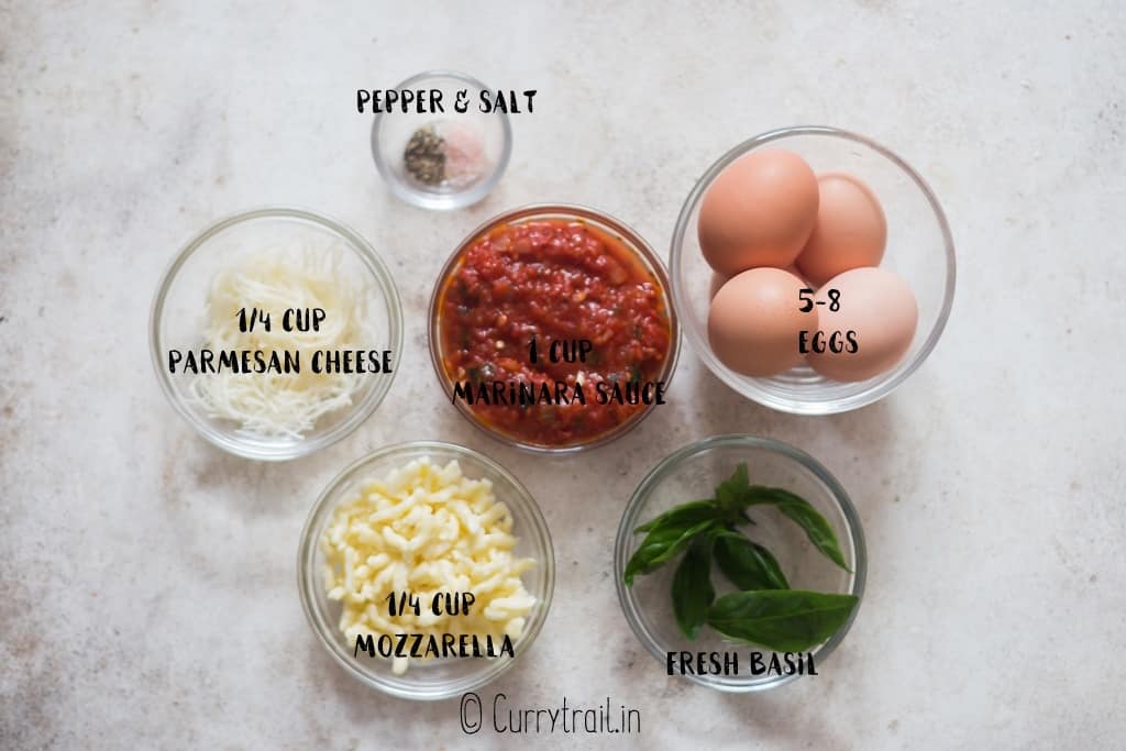 all ingredients for baked eggs on board