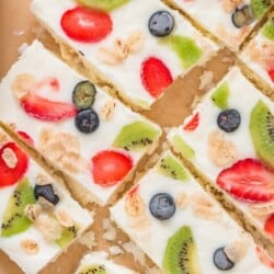 Sliced frozen yogurt bark