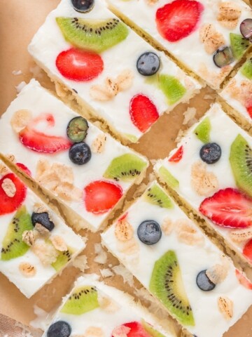 Sliced frozen yogurt bark