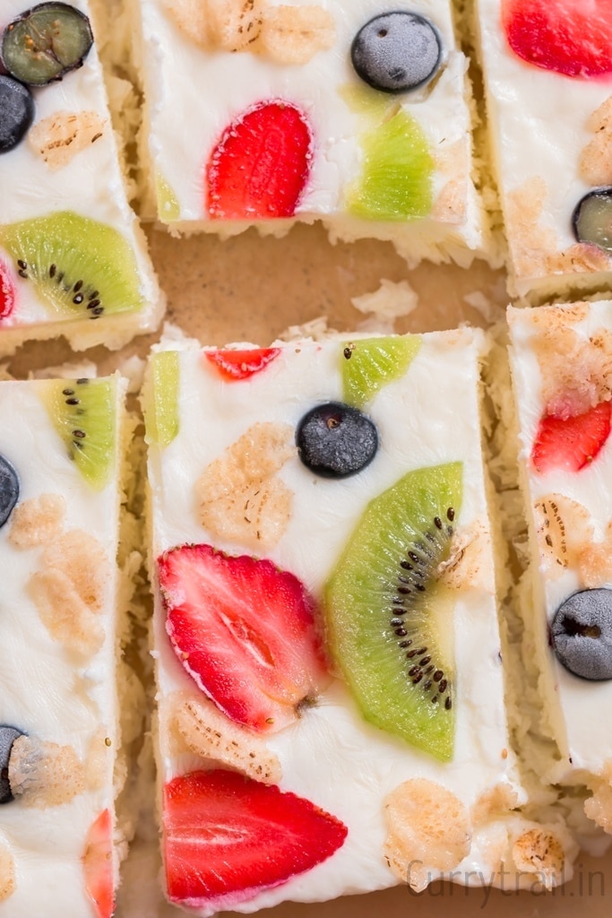 Close up of frozen yogurt bark