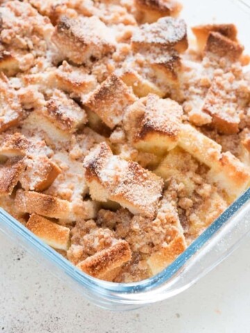 perfect warm delicious overnight baked French toast casserole takes French toast takes French toast to a whole new level