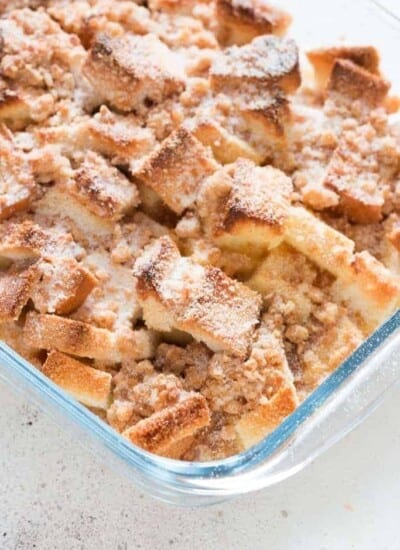 perfect warm delicious overnight baked French toast casserole takes French toast takes French toast to a whole new level