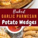 oven baked potato wedges recipe with text overlay