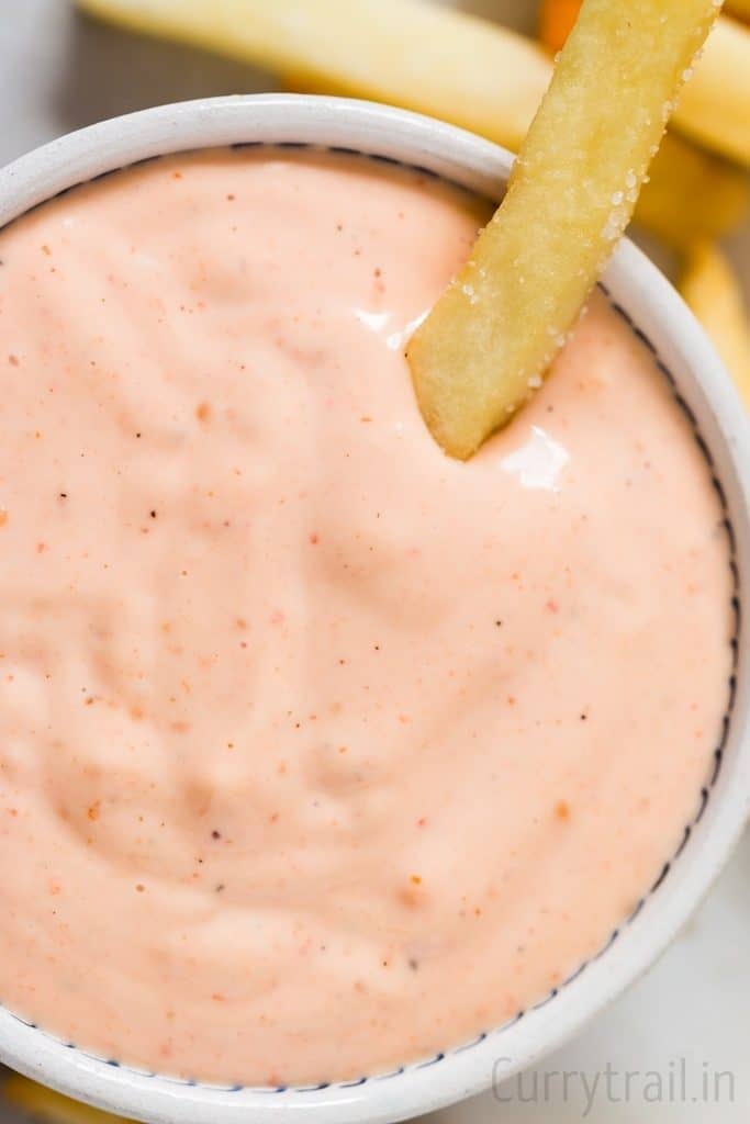 Boom-Boom-Sauce-5 boom boom sauce in small bowl with potato fries on sides