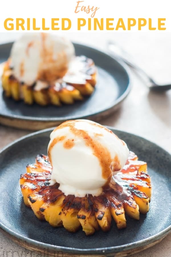 Grilling season has arrived. Fire up the grills, we are about to make the best grilled pineapple with brown sugar and rum glaze. What could be better summer grilling than these grilled pineapple topped with vanilla ice cream with drizzled with rich rum glaze.