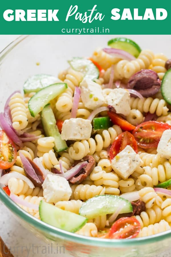 Easy Greek Pasta Salad With Red Wine Vinegar Dressing CurryTrail