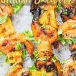 This teriyaki grilled pineapple shrimp skewers is like a tropical holiday on your plate. With fresh pineapple chunks and shrimp loaded with bang on flavors from the amazing shrimp skewer marinade you are going to be grilling these skewers more than you think you would. So get ready, let’s get grilling!