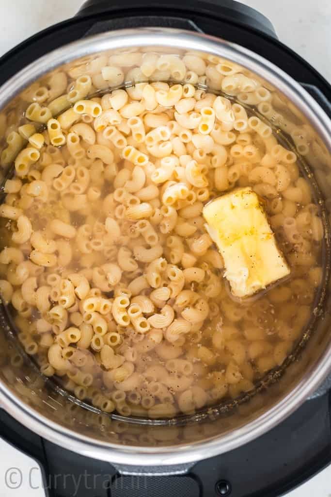 elbow pasta water and butter dumped into instant pot
